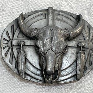 BUFFALO SKULL & FEATHERS ~ Siskiyou Buckle Co. #U-40 1986